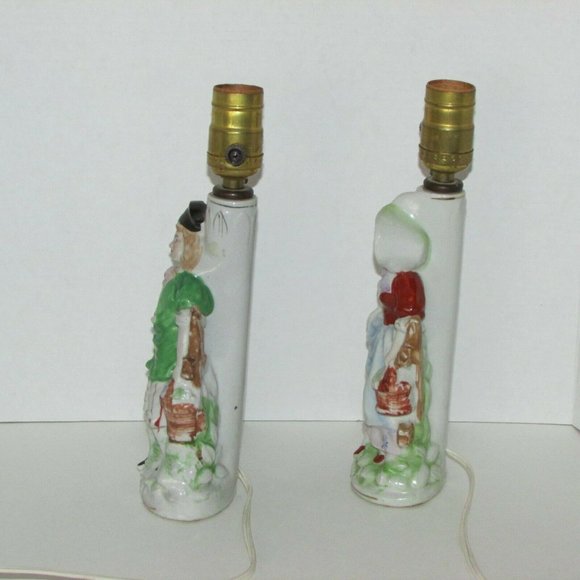 2 Lamps 1940's Figural Dresser Boudoir Occupied Japan Vintage Handpainted Lights - Picture 6 of 13